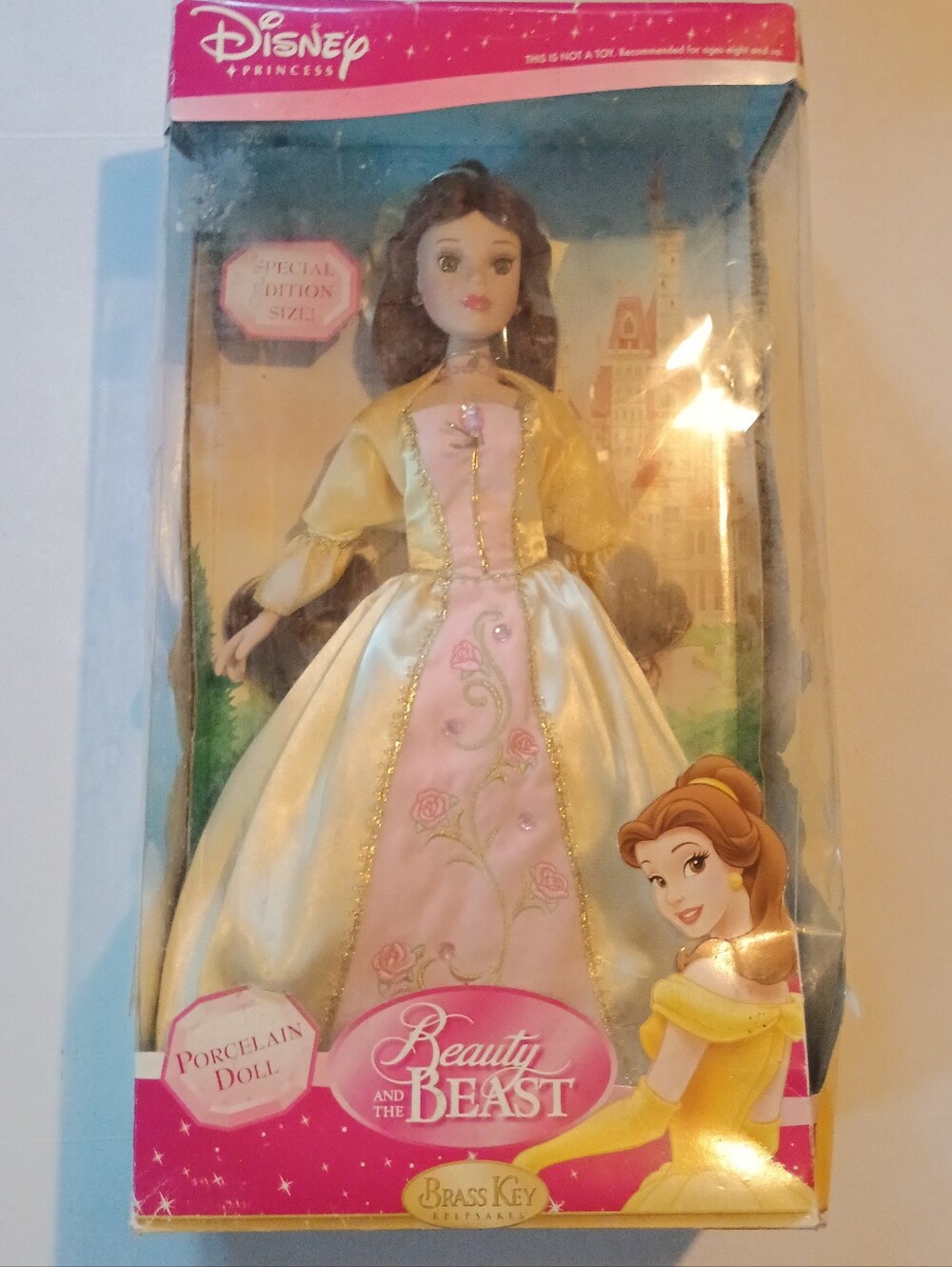 Disney Belle Porcelain Doll in Pink, Cream & Gold Trim